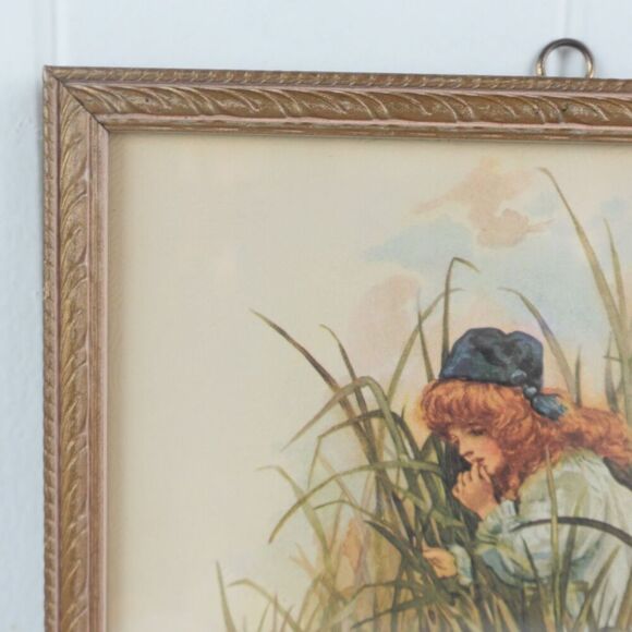 Vintage Harriet M. Bennett Child By The Pond Wall Framed Print - Picture 2 of 10